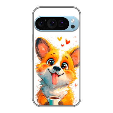 Силиконовый чехол на Google Pixel 9 Pro с принтом корги Силиконовый чехол на Google Pixel 9 Pro с принтом корги