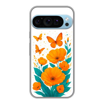 Силиконовый чехол на Google Pixel 9 Pro с принтом цветы бабочки