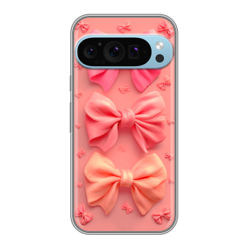 Силиконовый чехол на Google Pixel 9 Pro с принтом Розовые бантики Силиконовый чехол на Google Pixel 9 Pro с принтом Розовые бантики