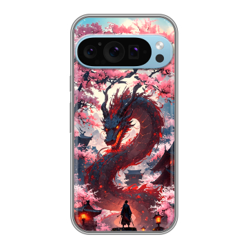 Силиконовый чехол на Google Pixel 9 Pro с принтом Дракон Японский