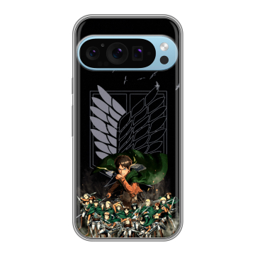 Силиконовый чехол на Google Pixel 9 Pro с принтом Атака титанов