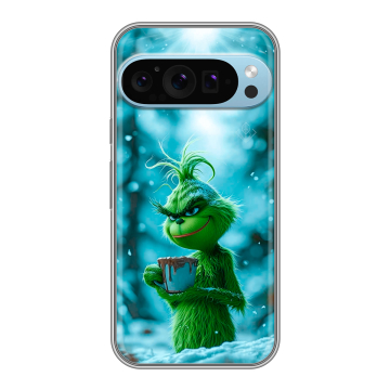 Силиконовый чехол на Google Pixel 9 Pro с принтом Новый год гринч
