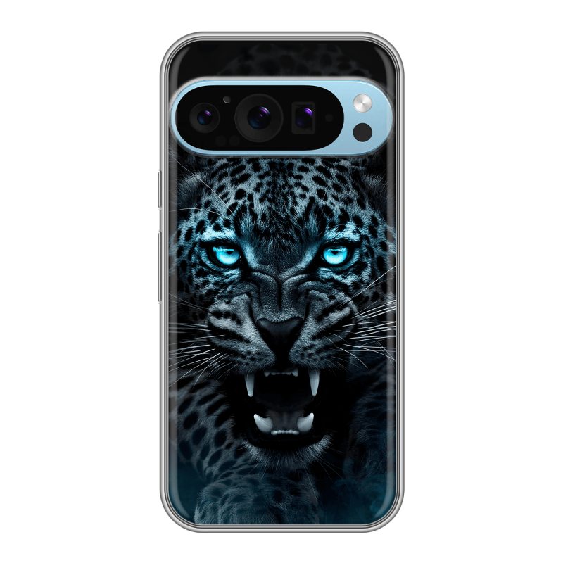 Силиконовый чехол на Google Pixel 9 Pro с принтом Темный леопард Силиконовый чехол на Google Pixel 9 Pro с принтом Темный леопард