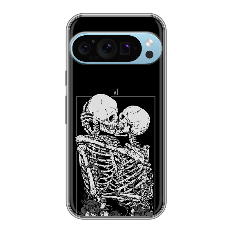 Силиконовый чехол на Google Pixel 9 Pro с принтом Поцелуй скелетов Силиконовый чехол на Google Pixel 9 Pro с принтом Поцелуй скелетов