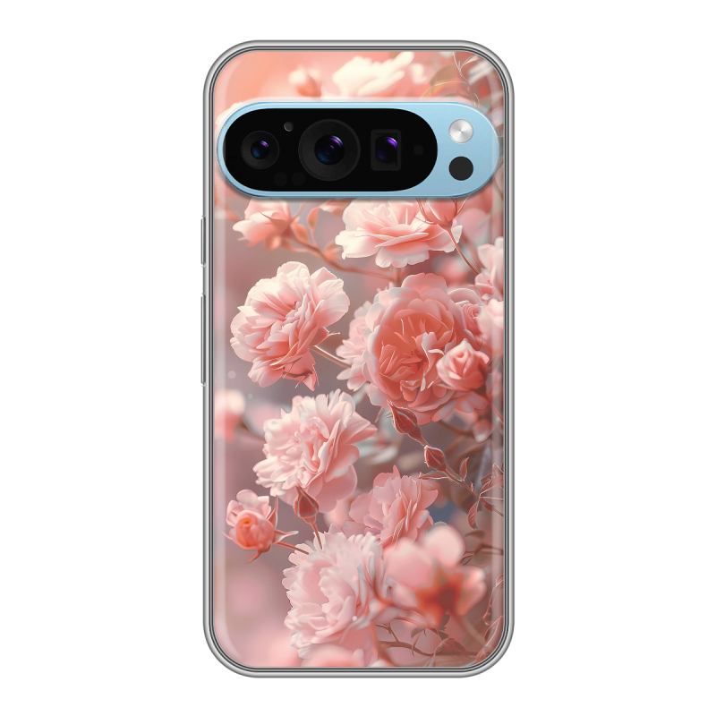 Силиконовый чехол на Google Pixel 9 Pro с принтом Розовые розы Силиконовый чехол на Google Pixel 9 Pro с принтом Розовые розы