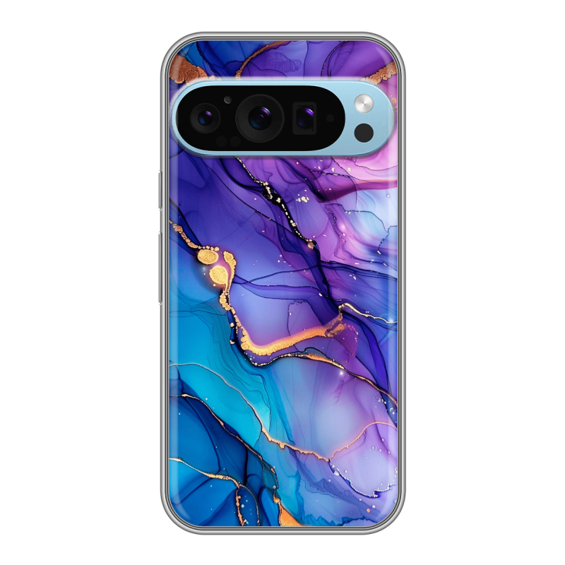 Силиконовый чехол на Google Pixel 9 Pro с принтом синий мрамор Силиконовый чехол на Google Pixel 9 Pro с принтом синий мрамор
