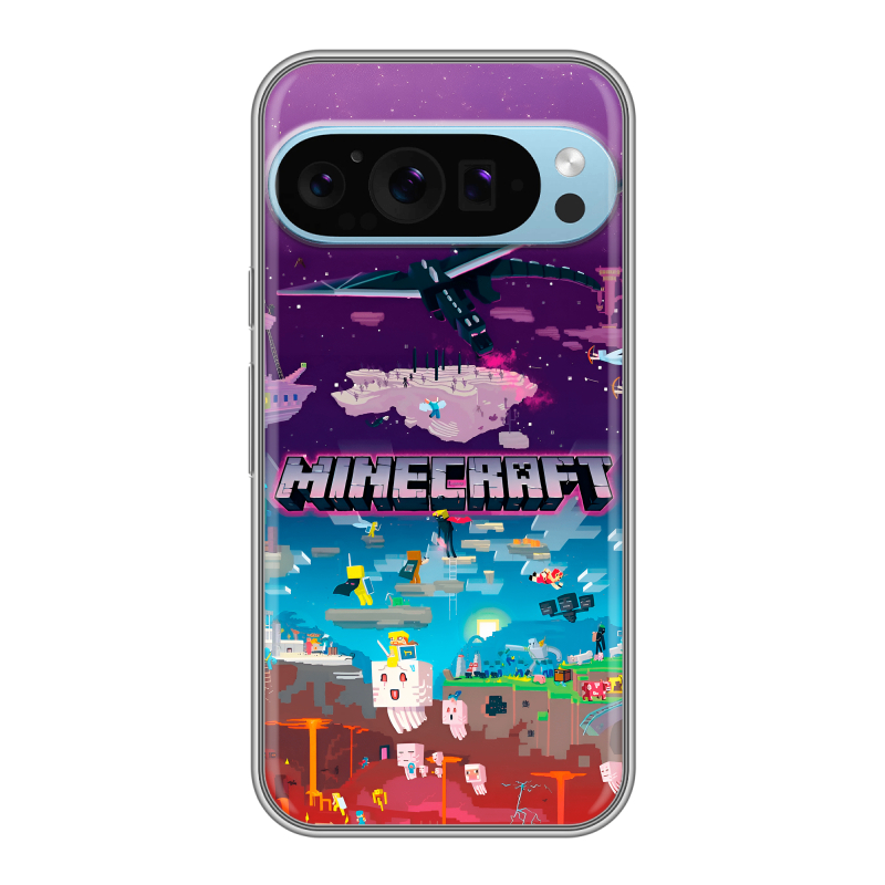 Силиконовый чехол на Google Pixel 9 Pro с принтом Майнкрафт Minecraft Силиконовый чехол на Google Pixel 9 Pro с принтом Майнкрафт Minecraft