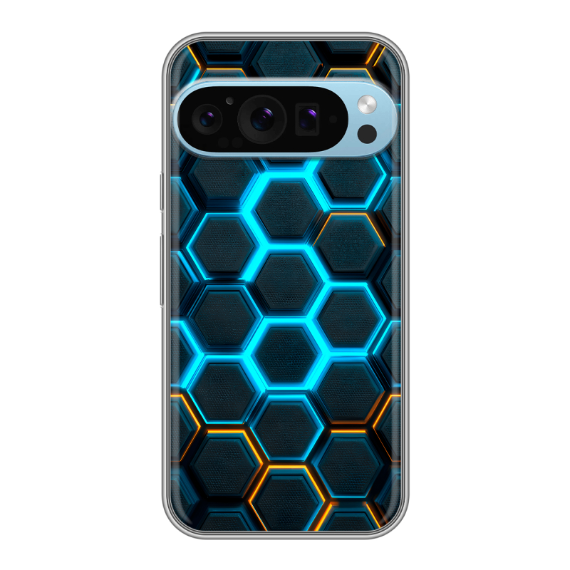 Силиконовый чехол на Google Pixel 9 Pro с принтом Неоновые соты Силиконовый чехол на Google Pixel 9 Pro с принтом Неоновые соты