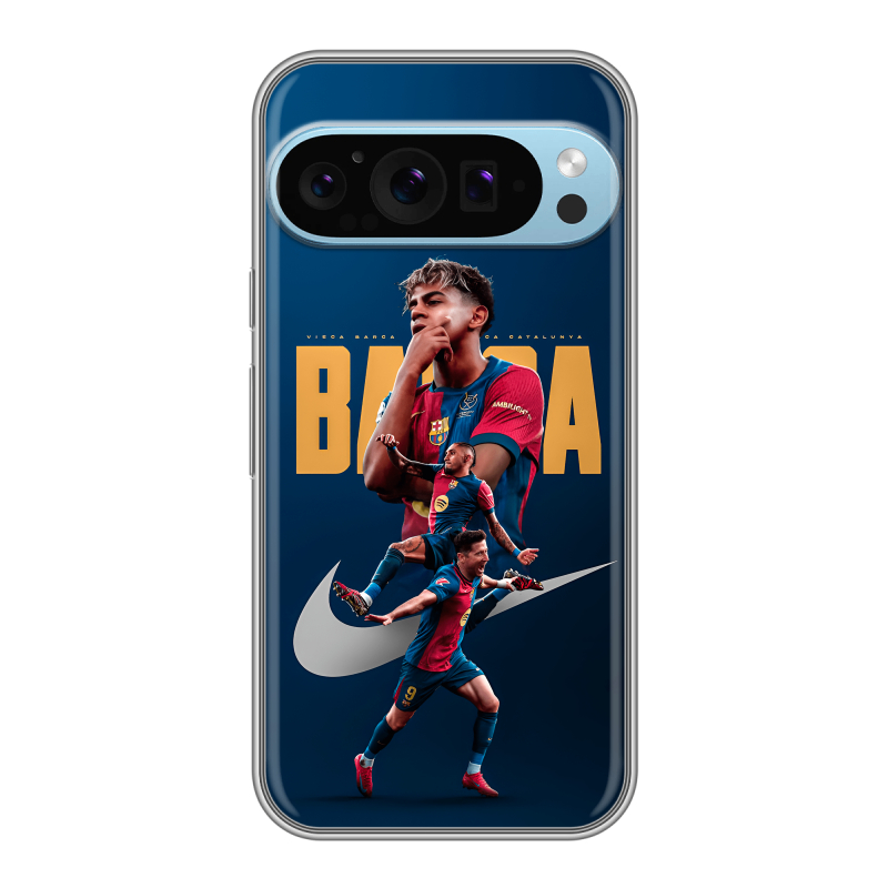 Силиконовый чехол на Google Pixel 9 Pro с принтом Барселона Barca Yamal Силиконовый чехол на Google Pixel 9 Pro с принтом Барселона Barca Yamal