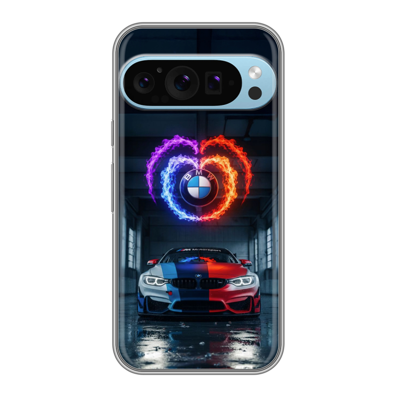 Силиконовый чехол на Google Pixel 9 Pro с принтом BMW БМВ Силиконовый чехол на Google Pixel 9 Pro с принтом BMW БМВ