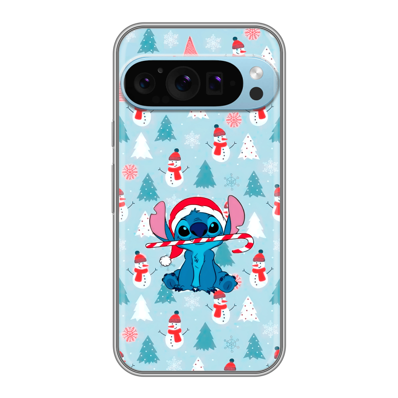 Силиконовый чехол на Google Pixel 9 Pro с принтом Стич Новый год Силиконовый чехол на Google Pixel 9 Pro с принтом Стич Новый год
