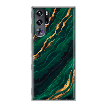 Силиконовый чехол на ZTE Nubia Red Magic 9 Pro с принтом Мрамор зеленое золото