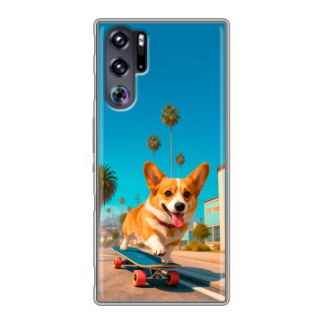 Силиконовый чехол на ZTE Nubia Red Magic 9 Pro с принтом Корги на скейте