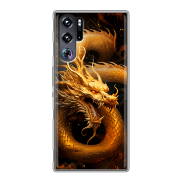 Силиконовый чехол на ZTE Nubia Red Magic 9 Pro с принтом Золотой дракон Силиконовый чехол на ZTE Nubia Red Magic 9 Pro с принтом Золотой дракон