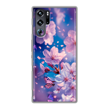 Силиконовый чехол на ZTE Nubia Red Magic 9 Pro с принтом цветы бабочки