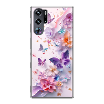 Силиконовый чехол на ZTE Nubia Red Magic 9 Pro с принтом цветы бабочки