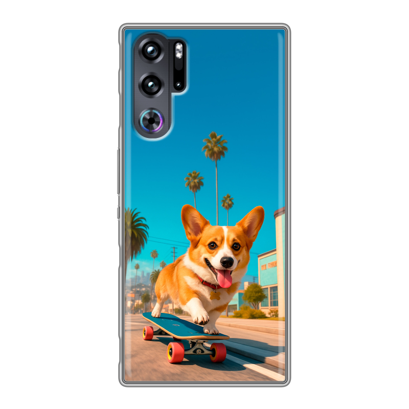 Силиконовый чехол на ZTE Nubia Red Magic 9 Pro с принтом Корги на скейте Силиконовый чехол на ZTE Nubia Red Magic 9 Pro с принтом Корги на скейте