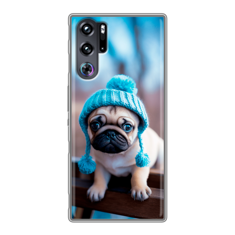 Силиконовый чехол на ZTE Nubia Red Magic 9 Pro с принтом Мопс в шапке Силиконовый чехол на ZTE Nubia Red Magic 9 Pro с принтом Мопс в шапке