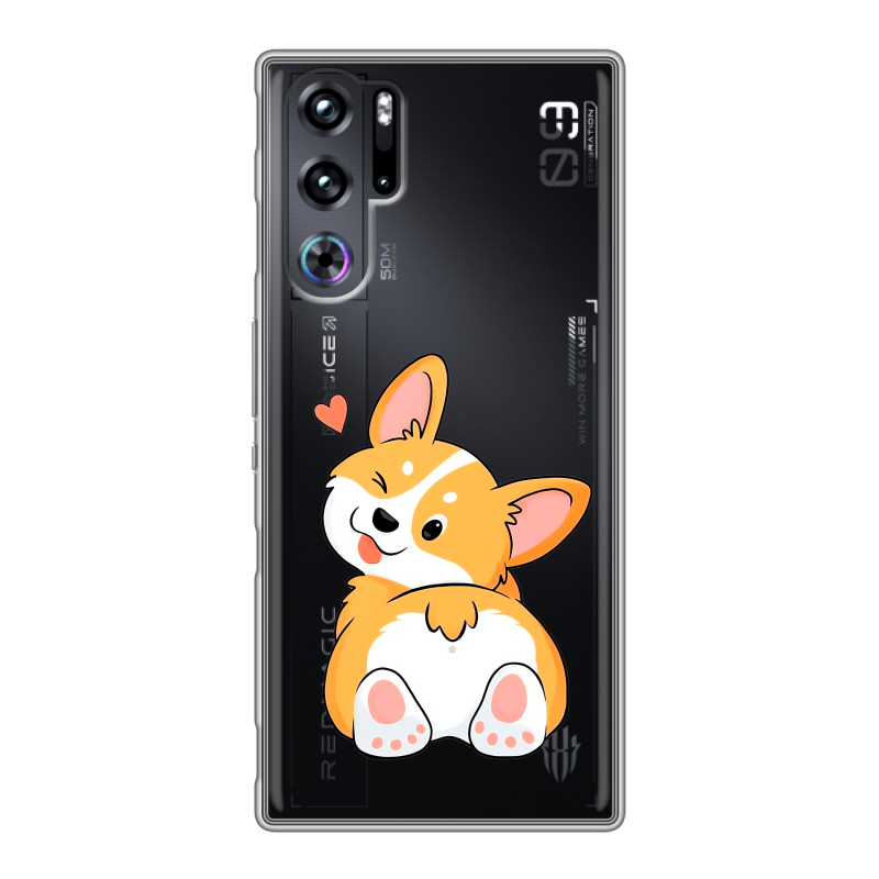 Силиконовый чехол на ZTE Nubia Red Magic 9 Pro с принтом Корги Силиконовый чехол на ZTE Nubia Red Magic 9 Pro с принтом Корги
