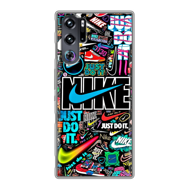 Силиконовый чехол на ZTE Nubia Red Magic 9 Pro с принтом найк nike черный Силиконовый чехол на ZTE Nubia Red Magic 9 Pro с принтом найк nike черный