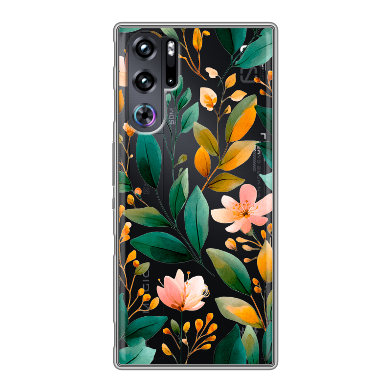Силиконовый чехол на ZTE Nubia Red Magic 9 Pro с принтом Цветы паттерн Силиконовый чехол на ZTE Nubia Red Magic 9 Pro с принтом Цветы паттерн