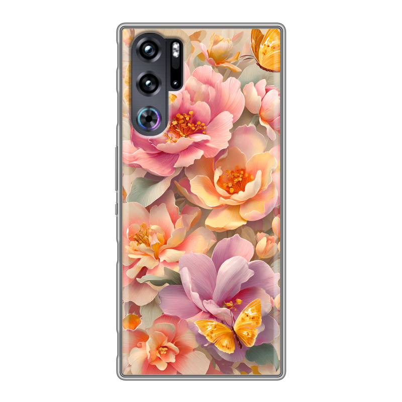 Силиконовый чехол на ZTE Nubia Red Magic 9 Pro с принтом Цветы и бабочки Силиконовый чехол на ZTE Nubia Red Magic 9 Pro с принтом Цветы и бабочки