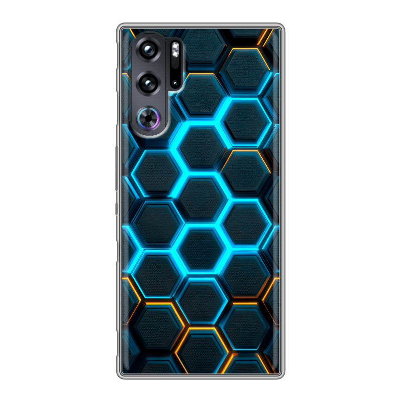 Силиконовый чехол на ZTE Nubia Red Magic 9 Pro с принтом Неоновые соты Силиконовый чехол на ZTE Nubia Red Magic 9 Pro с принтом Неоновые соты
