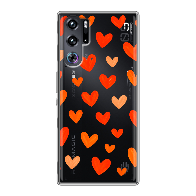 Силиконовый чехол на ZTE Nubia Red Magic 9 Pro с принтом Сердечки Силиконовый чехол на ZTE Nubia Red Magic 9 Pro с принтом Сердечки