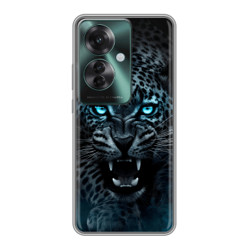 Силиконовый чехол на Oppo Reno 11F с принтом Темный леопард