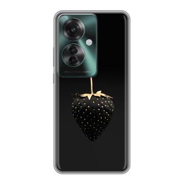 Силиконовый чехол на Oppo Reno 11F с принтом Черная клубника Силиконовый чехол на Oppo Reno 11F с принтом Черная клубника