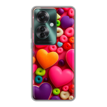 Силиконовый чехол на Oppo Reno 11F с принтом Сердечки Силиконовый чехол на Oppo Reno 11F с принтом Сердечки