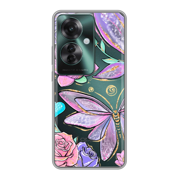 Силиконовый чехол на Oppo Reno 11F с принтом Бабочки и цветы Силиконовый чехол на Oppo Reno 11F с принтом Бабочки и цветы
