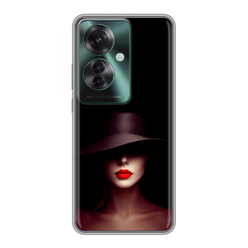 Силиконовый чехол на Oppo Reno 11F с принтом Девушка в шляпе Силиконовый чехол на Oppo Reno 11F с принтом Девушка в шляпе