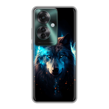 Силиконовый чехол на Oppo Reno 11F с принтом Волк ночной