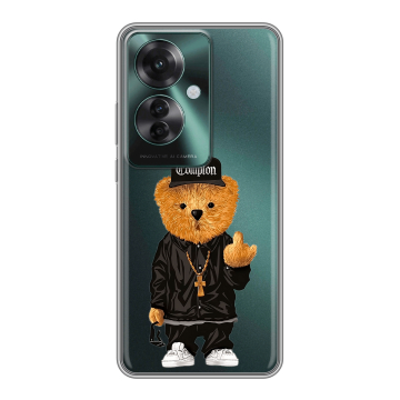 Силиконовый чехол на Oppo Reno 11F с принтом Плюшевый медведь Силиконовый чехол на Oppo Reno 11F с принтом Плюшевый медведь