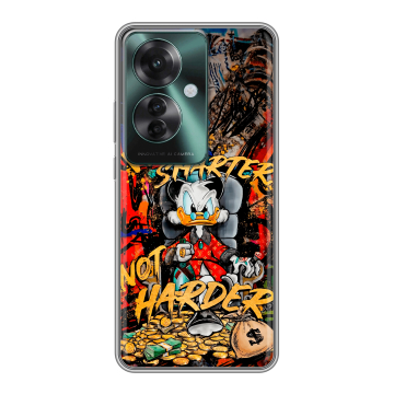 Силиконовый чехол на Oppo Reno 11F с принтом Дональд Дак Деньги Силиконовый чехол на Oppo Reno 11F с принтом Дональд Дак Деньги