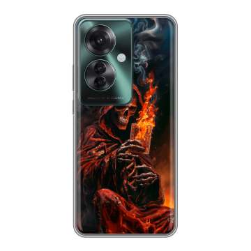 Силиконовый чехол на Oppo Reno 11F с принтом Скелет и карты Силиконовый чехол на Oppo Reno 11F с принтом Скелет и карты
