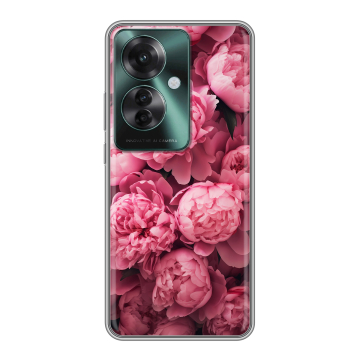 Силиконовый чехол на Oppo Reno 11F с принтом цветы пионы Силиконовый чехол на Oppo Reno 11F с принтом цветы пионы
