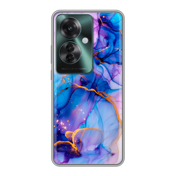 Силиконовый чехол на Oppo Reno 11F с принтом синий мрамор Силиконовый чехол на Oppo Reno 11F с принтом синий мрамор