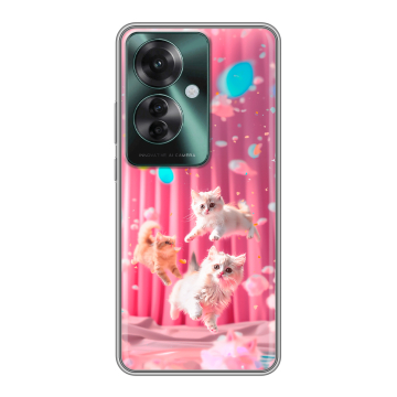 Силиконовый чехол на Oppo Reno 11F с принтом милые котики