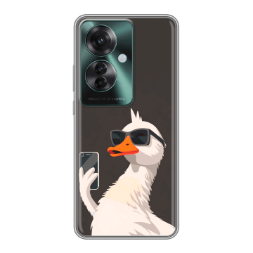 Силиконовый чехол на Oppo Reno 11F с принтом утка в очках Силиконовый чехол на Oppo Reno 11F с принтом утка в очках