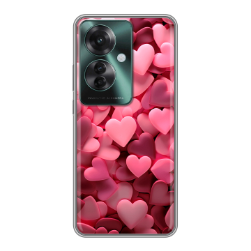 Силиконовый чехол на Oppo Reno 11F с принтом розовые сердечки Силиконовый чехол на Oppo Reno 11F с принтом розовые сердечки