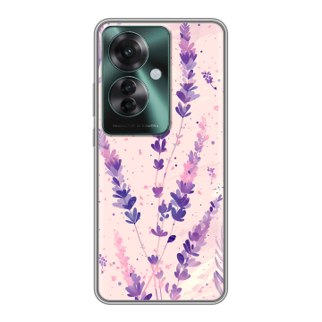 Силиконовый чехол на Oppo Reno 11F с принтом цветы лаванда Силиконовый чехол на Oppo Reno 11F с принтом цветы лаванда