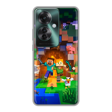 Силиконовый чехол на Oppo Reno 11F с принтом Майнкрафт Minecraft