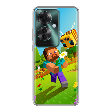 Силиконовый чехол на Oppo Reno 11F с принтом Майнкрафт Minecraft