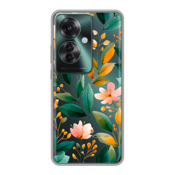 Силиконовый чехол на Oppo Reno 11F с принтом Цветы паттерн