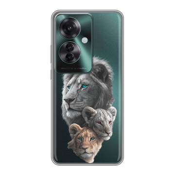 Силиконовый чехол на Oppo Reno 11F с принтом Львы