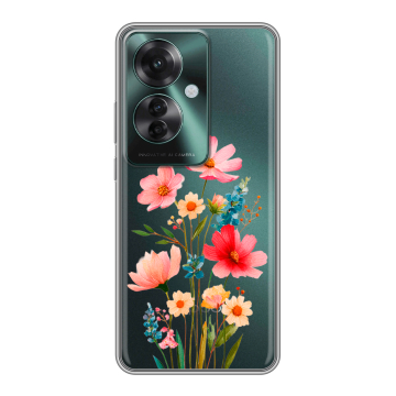 Силиконовый чехол на Oppo Reno 11F с принтом Цветы