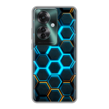 Силиконовый чехол на Oppo Reno 11F с принтом Неоновые соты