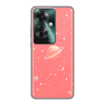 Силиконовый чехол на Oppo Reno 11F с принтом Розовый космос